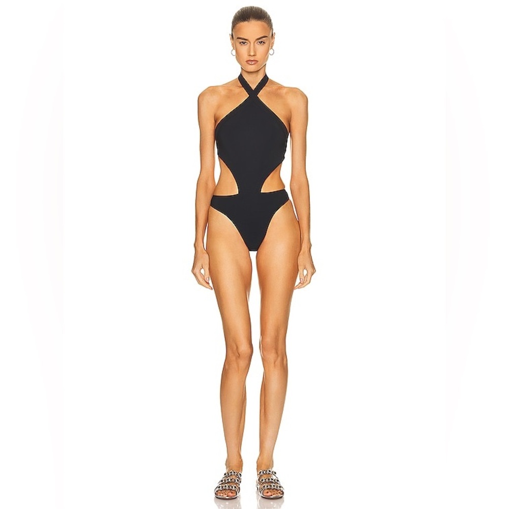 ALAÏA Trikini Cut-out One Piece Black Swimsuit Size IT 42 US Medium Halter Neck